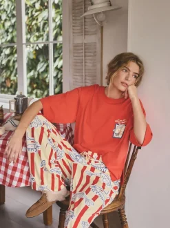 Red Stripe Fish - Tricot pyjama met korte mouwen
