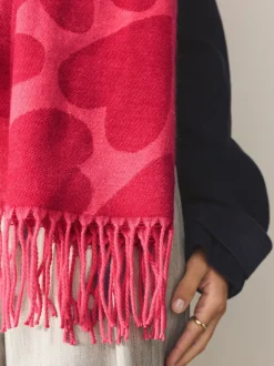 Red/Pink Heart Print - Halfzware sjaal