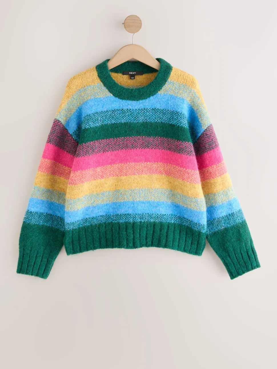 Regenboogstrepen - Trui met ronde hals van wol