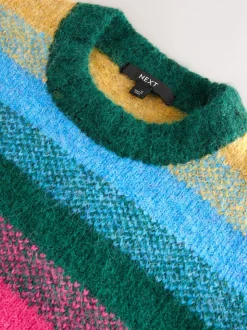 Regenboogstrepen - Trui met ronde hals van wol