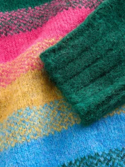 Regenboogstrepen - Trui met ronde hals van wol