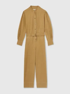 Reiss - Mina - Lyocell-katoenen jumpsuit met wijde pijpen