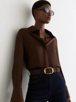 Reiss Athena Suede Oval-Buckle Belt
