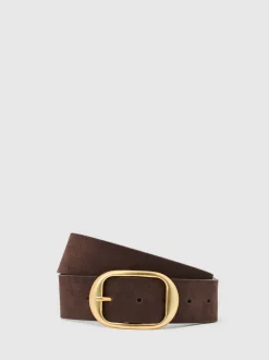 Reiss Athena Suede Oval-Buckle Belt