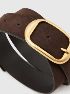 Reiss Athena Suede Oval-Buckle Belt
