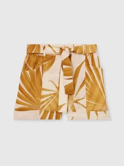 Reiss Avril Palm Print shorts met riem
