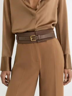 Reiss Beatrix Leather and Suede Corset Waist Belt