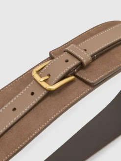 Reiss Beatrix Leather and Suede Corset Waist Belt