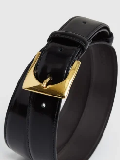 Reiss Belinda Leather Square-Buckle Belt