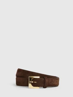 Reiss Belinda Suede Square-Buckle Belt