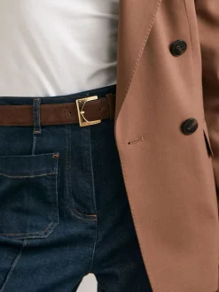 Reiss Belinda Suede Square-Buckle Belt