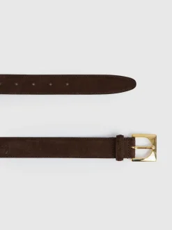 Reiss Belinda Suede Square-Buckle Belt