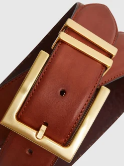 Reiss Brompton leren riem met vierkante gesp