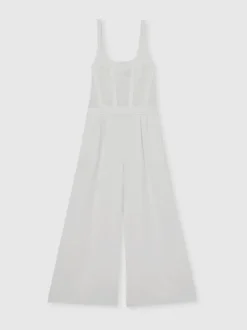 Reiss Carla Perforated-Knit Wide-Leg Jumpsuit