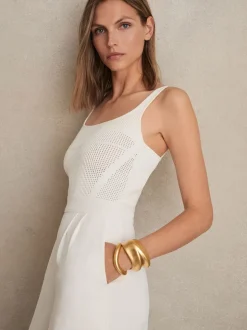 Reiss Carla Perforated-Knit Wide-Leg Jumpsuit