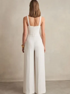 Reiss Carla Perforated-Knit Wide-Leg Jumpsuit