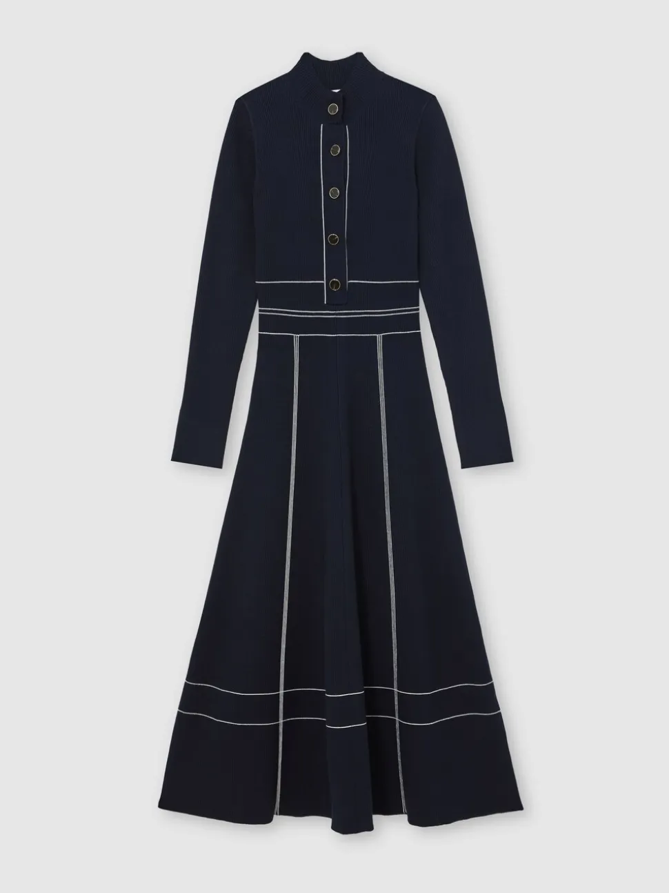 Reiss Charlie Contrast-Stitch Knitted Midi Dress