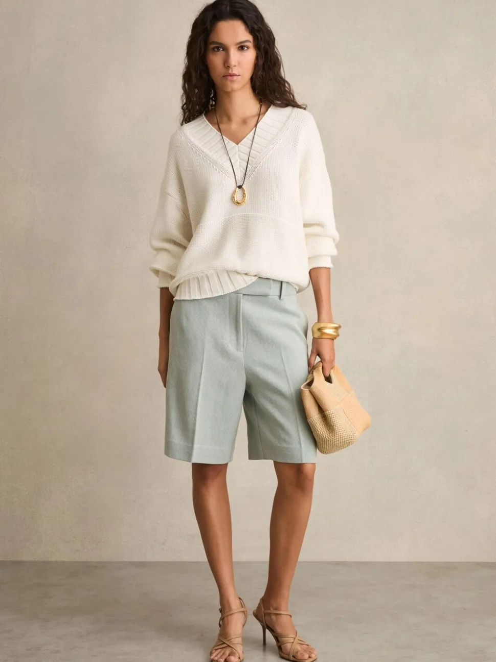 Reiss Dalora - Tailored bermudashort met linnen