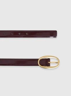 Reiss Drew Patent Leather Oval Buckle Belt
