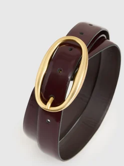 Reiss Drew Patent Leather Oval Buckle Belt