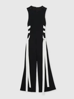 Reiss Emma Lace-Up Side Wide-Leg Jumpsuit
