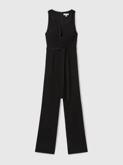 Reiss Eva mouwloze jumpsuit met wijde pijpen en gebogen halslijn