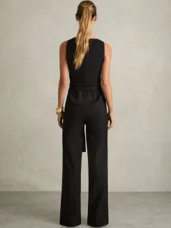 Reiss Eva mouwloze jumpsuit met wijde pijpen en gebogen halslijn