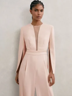 Reiss Evora Plunge-Neck Split-Sleeve Jumpsuit