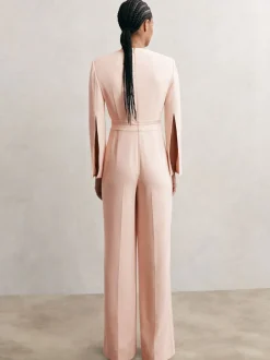Reiss Evora Plunge-Neck Split-Sleeve Jumpsuit