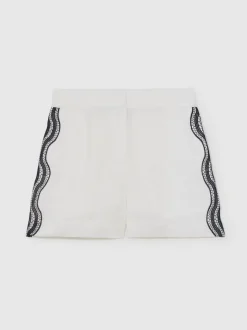 Reiss Felicity Linen Scallop-Trim Shorts