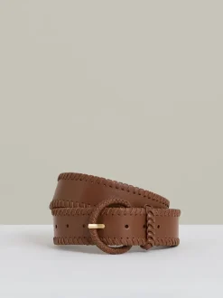 Reiss Gia leren Whipstitch-riem