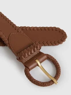 Reiss Gia leren Whipstitch-riem