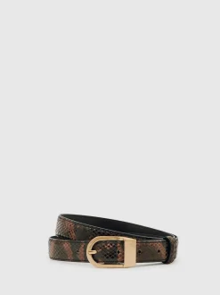 Reiss Hazel Leren Riem met Gebogen Gesp