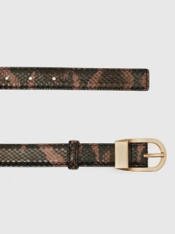 Reiss Hazel Leren Riem met Gebogen Gesp