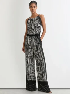 Reiss Inara Scarf-Print Wide-Leg Jumpsuit