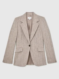 Reiss Isla Single-Breasted Textured Blazer