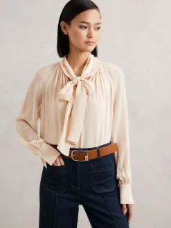 Reiss Iyla leren riem met halve gesp