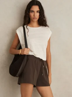 Reiss Joanna Interlock sweatshorts met trekkoord