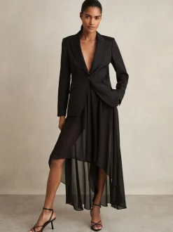 Reiss Lucie doorschijnende high-low short met bovenlaag