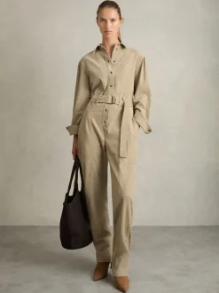 Reiss Mara katoenen corduroy Jumpsuits met toelopende pijpen en stretchy