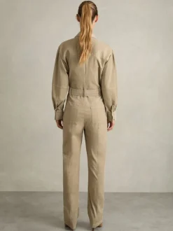 Reiss Mara katoenen corduroy Jumpsuits met toelopende pijpen en stretchy