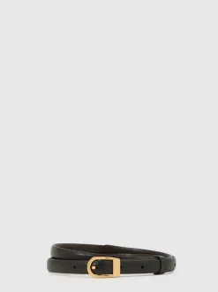 Reiss Mila Leather Mini-Buckle Belt