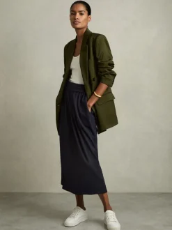 Reiss Nora gerimpelde jersey midi-rok van wolmix