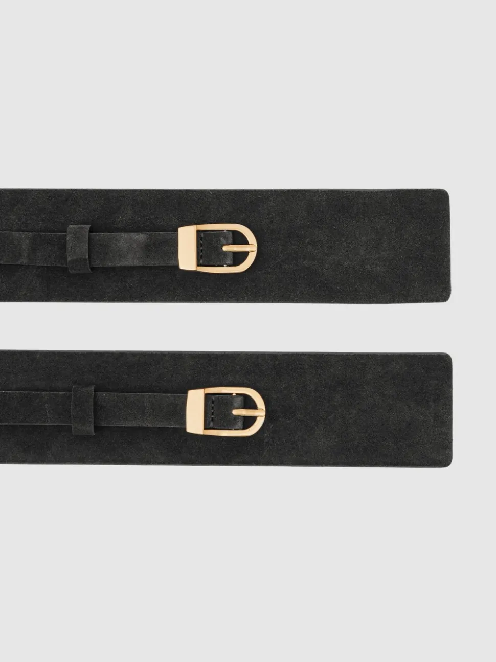 Reiss Petula Suede Double-Buckle Corset Waist Belt