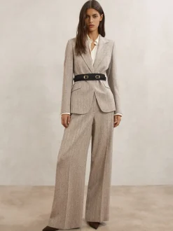 Reiss Petula Suede Double-Buckle Corset Waist Belt