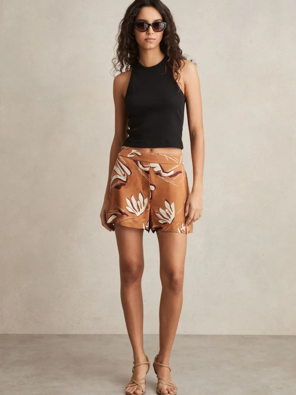 Reiss Sammie Short van keperstof met print