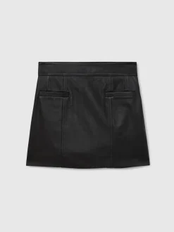 Reiss Seema Leather Welt Pocket Mini Skirt
