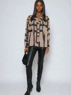 Religion Carolina Shirt With Frill Collar In Abstract Stripe
