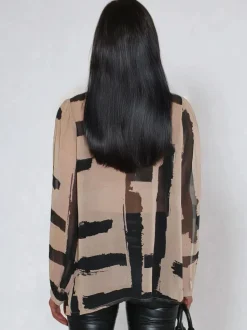 Religion Carolina Shirt With Frill Collar In Abstract Stripe