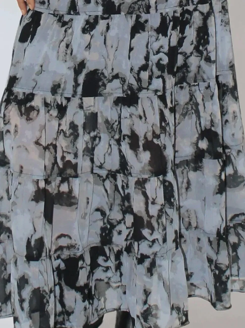 Religion Citrine Tiered Maxi Skirt In Dark Abstract Print